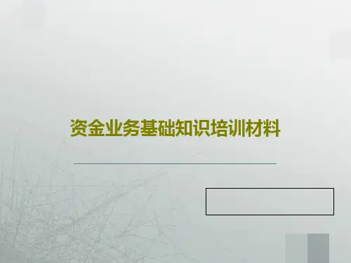 资金业务基础知识培训材料35页PPT