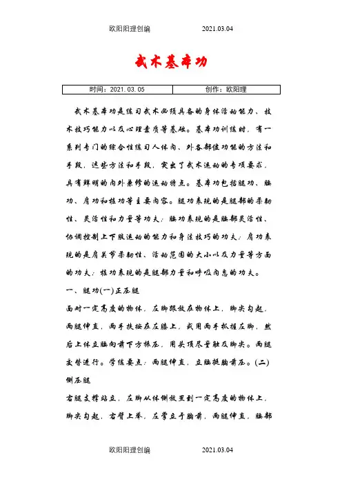 武术基本功图解(免费)之欧阳理创编