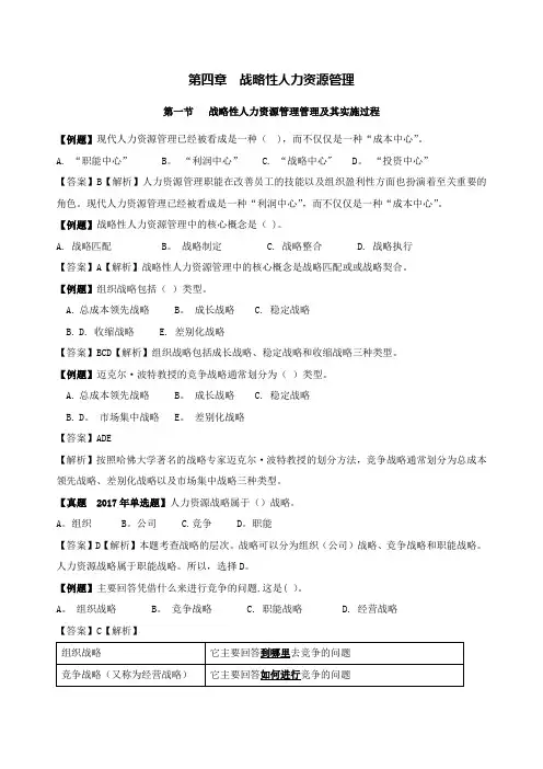 经济师中级第四章--战略性人力资源管理-各章节习题及历年真题(附答案和解析)