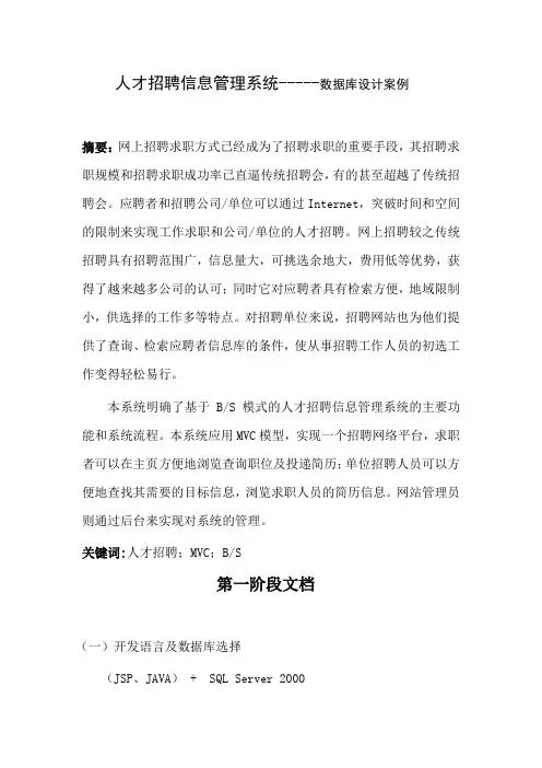 数据库人才招聘管理系统