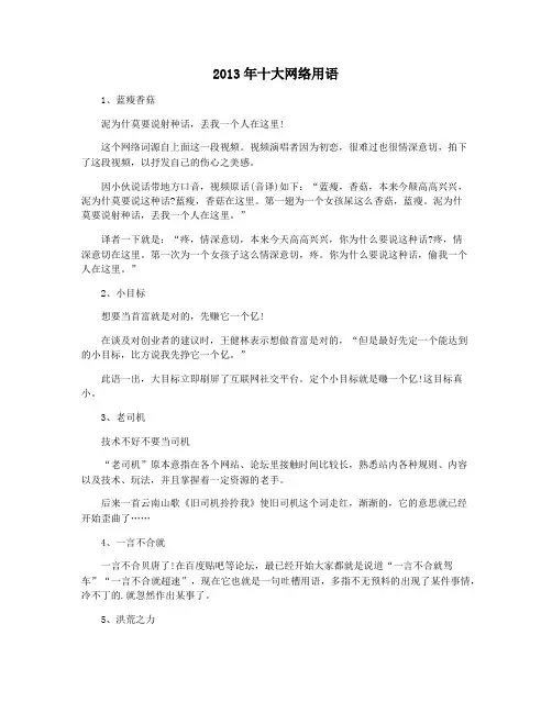 2013年十大网络用语