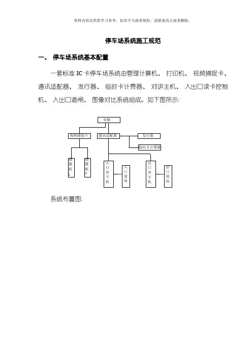停车场系统施工规范模板