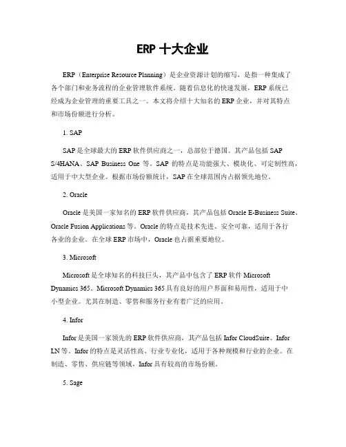 ERP十大企业