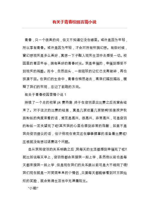 有关于青春校园言情小说