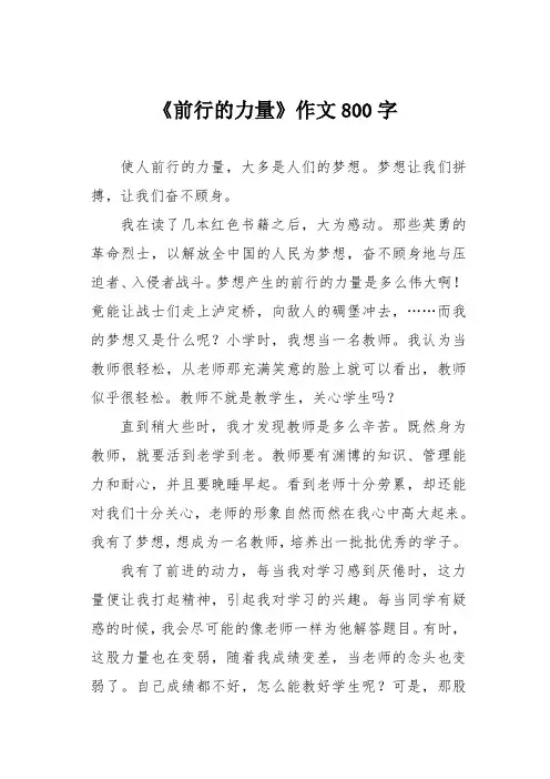 《前行的力量》作文800字