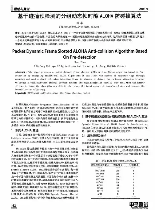 基于碰撞预检测的分组动态帧时隙ALOHA防碰撞算法