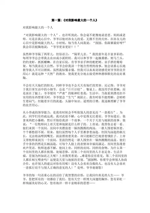 对我影响最大的一个人1000