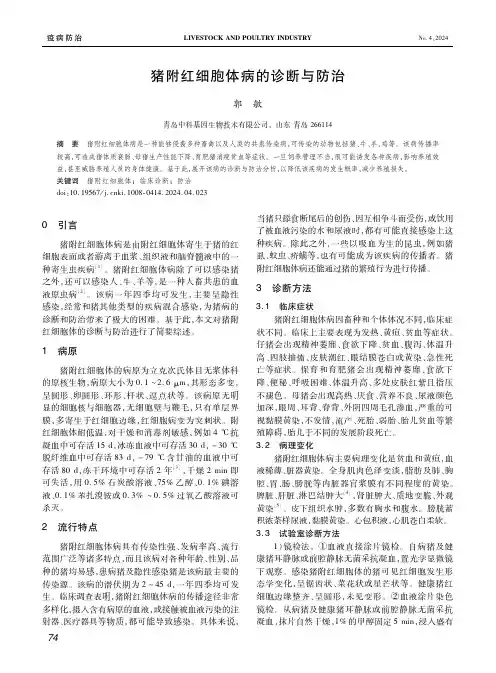 猪附红细胞体病的诊断与防治