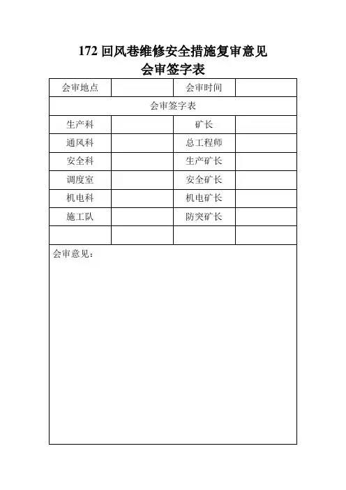 171采面回采作业规程复审意见表