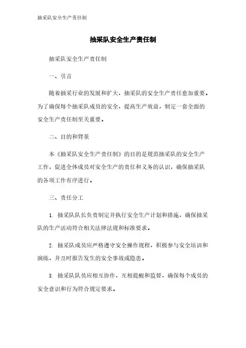 抽采队安全生产责任制