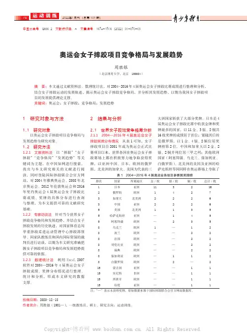 奥运会女子摔跤项目竞争格局与发展趋势