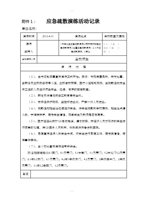 应急疏散演练活动记录