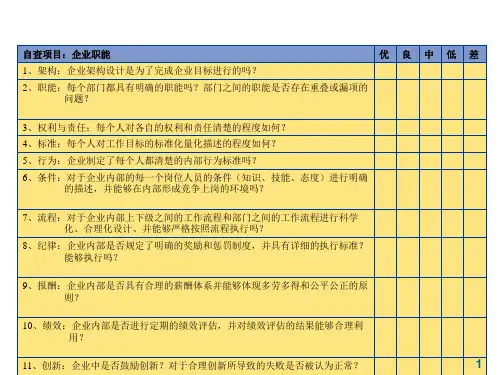 内部控制管理项自查表v