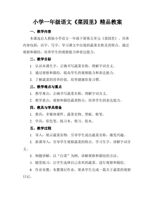 小学一年级语文《菜园里》精品教案
