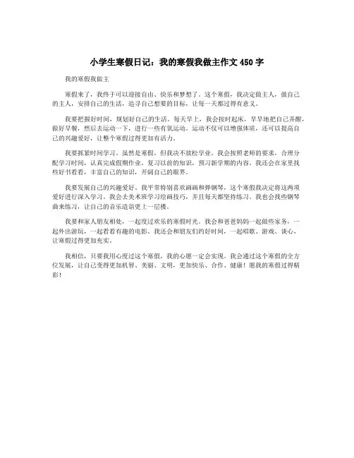 小学生寒假日记：我的寒假我做主作文450字