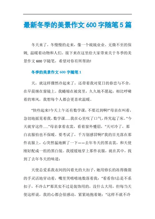 最新冬季的美景作文600字随笔5篇