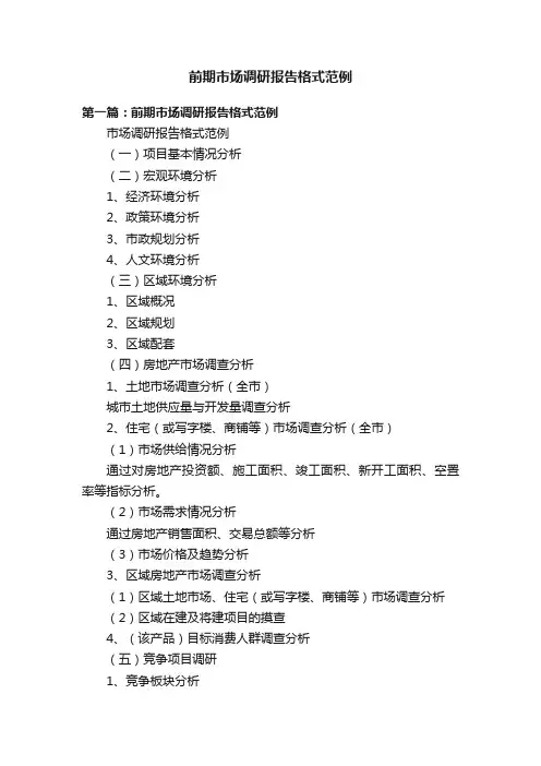 前期市场调研报告格式范例