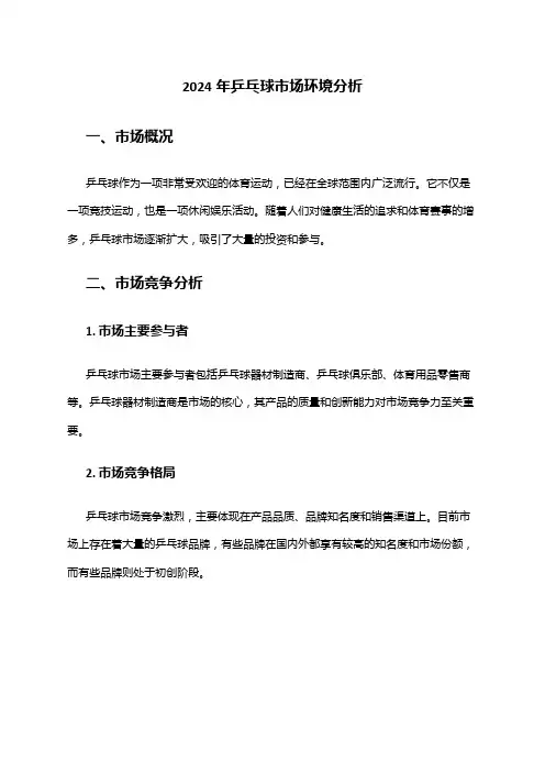 2024年乒乓球市场环境分析