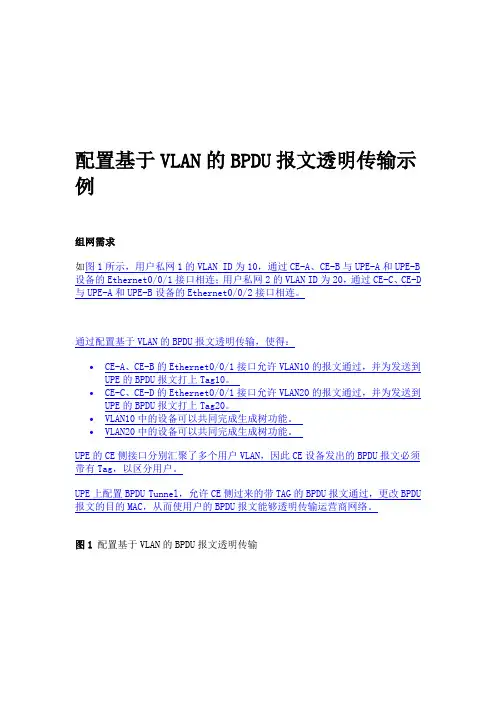 配置基于VLAN的BPDU报文透明传输示例