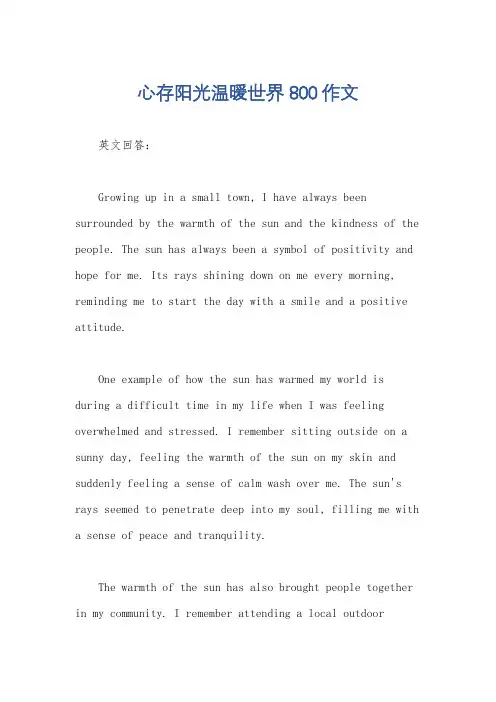 心存阳光温暖世界800作文