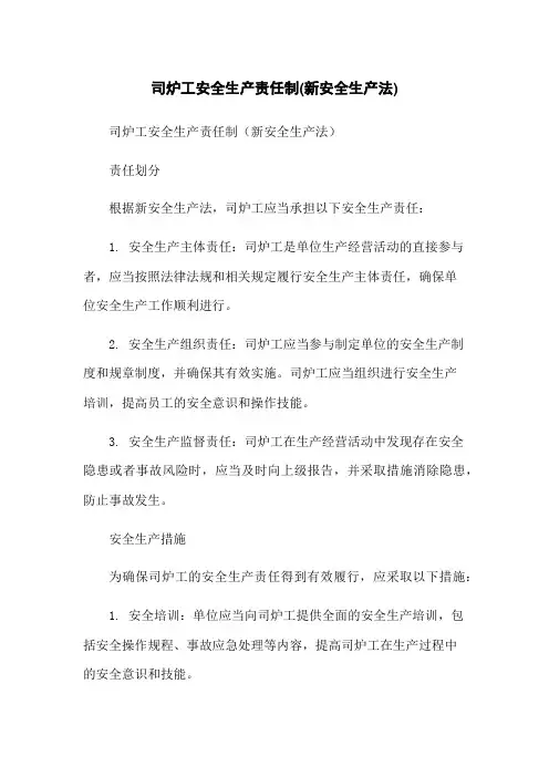 司炉工安全生产责任制(新安全生产法)