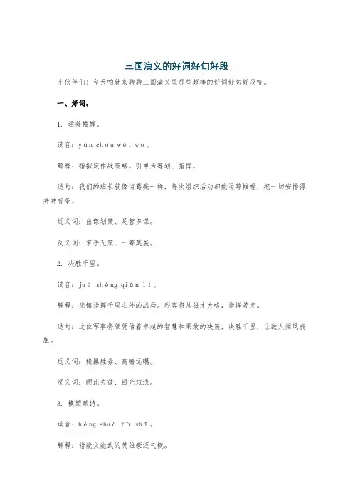 三国演义的好词好句好段