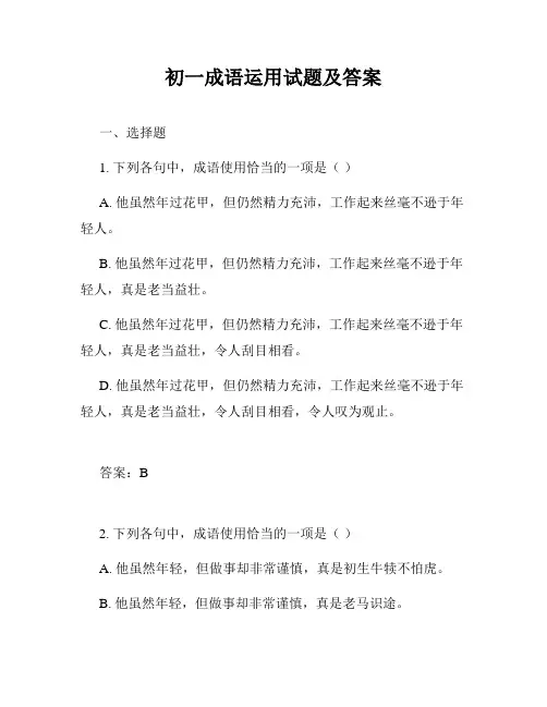 初一成语运用试题及答案
