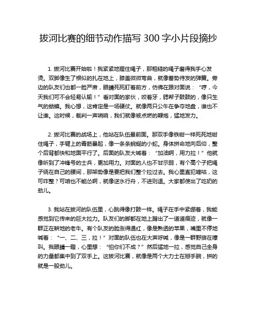 拔河比赛的细节动作描写300字小片段摘抄