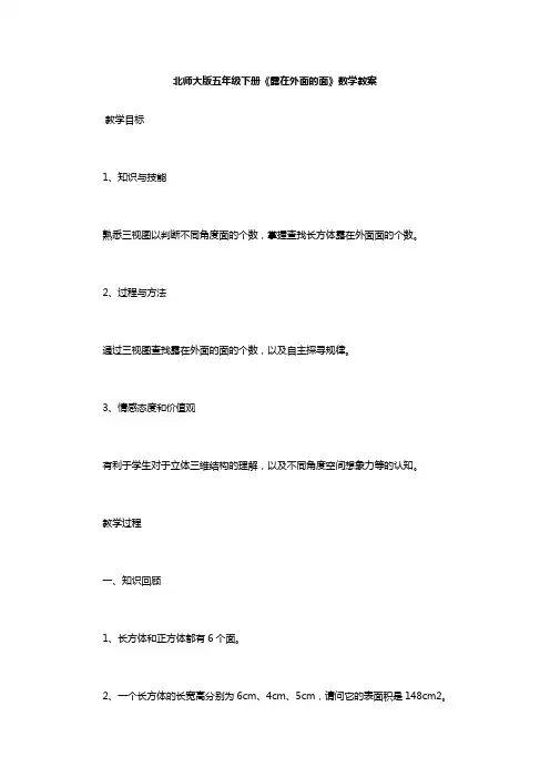 北师大版五年级下册《露在外面的面》数学教案