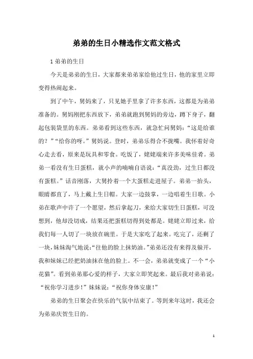 弟弟的生日小精选作文范文格式