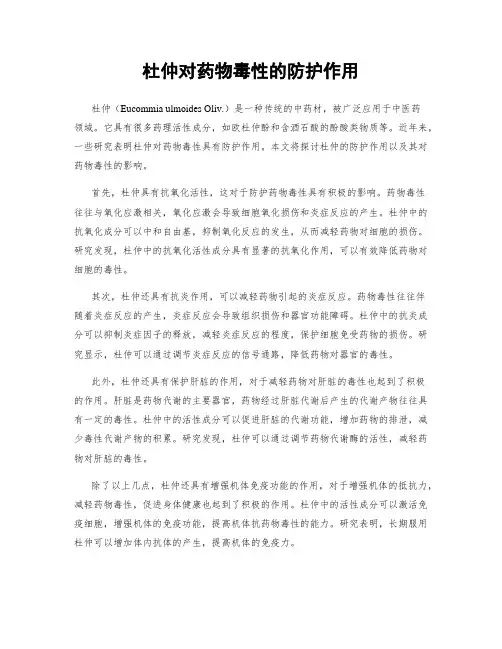 杜仲对药物毒性的防护作用
