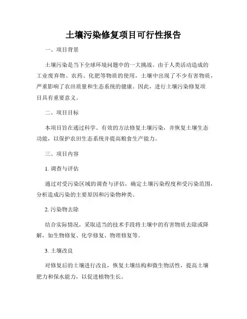 土壤污染修复项目可行性报告