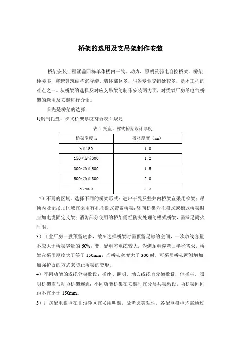 桥架的选用及支吊架制作安装