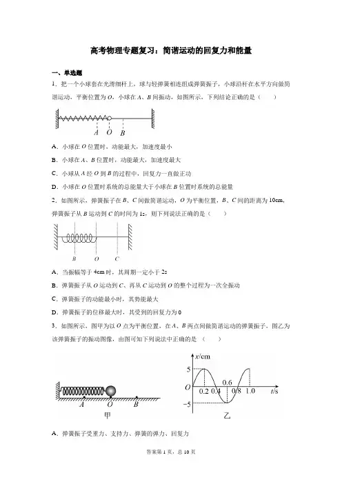 高考物理专题复习：简谐运动的回复力和能量