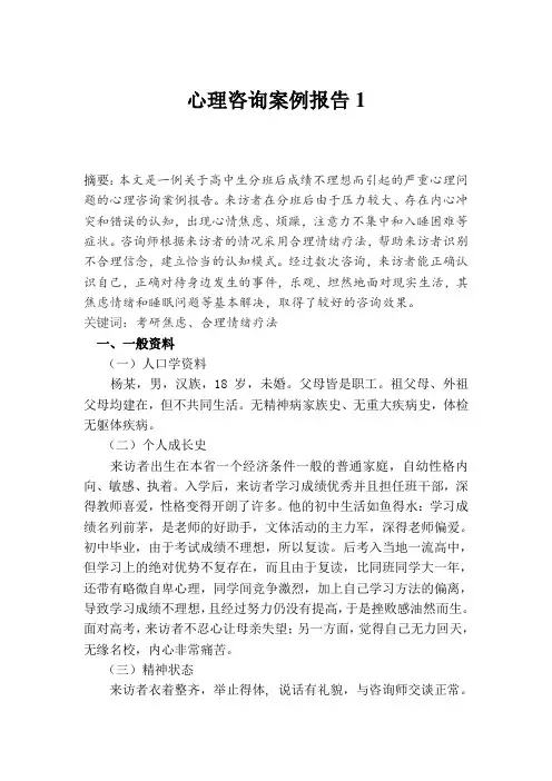 心理咨询案例报告——考试焦虑