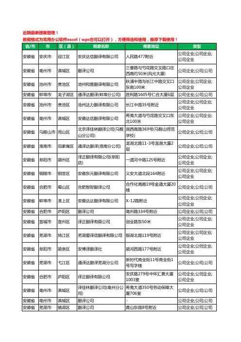 2020新版安徽省翻译有限公司工商企业公司商家名录名单黄页联系号码地址大全44家
