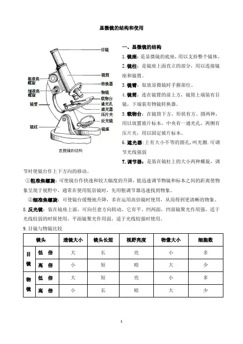 显微镜的结构和使用