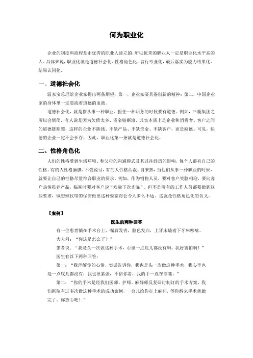 何为职业化