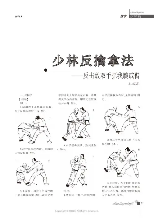 少林反擒拿法——反击敌双手抓我腕或臂