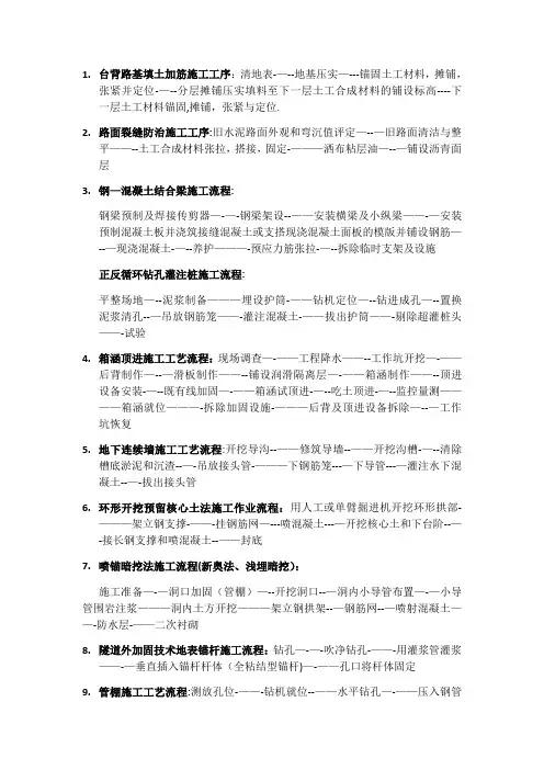 一建市政主要工序汇总整理