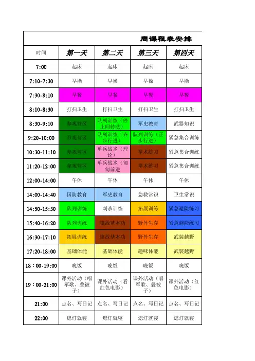 军训课程表