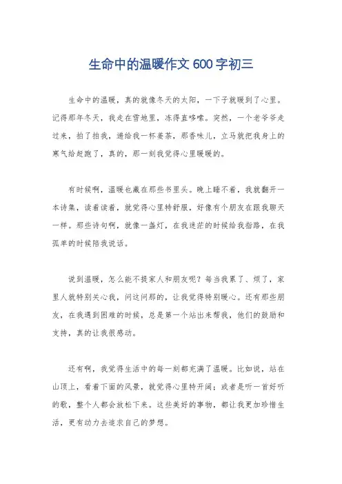 生命中的温暖作文600字初三