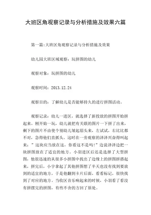 大班区角观察记录与分析措施及效果六篇