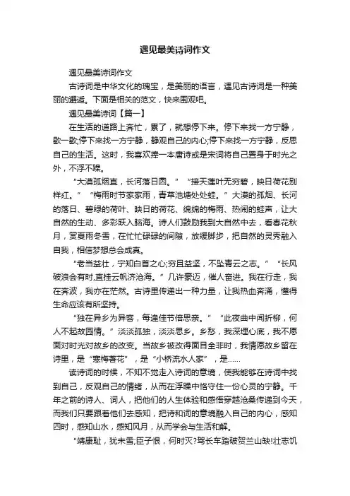 遇见最美诗词作文