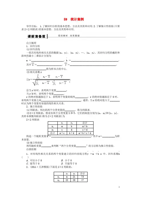 贵州省高三数学 复习试题59 统计案例 理(含解析)新人