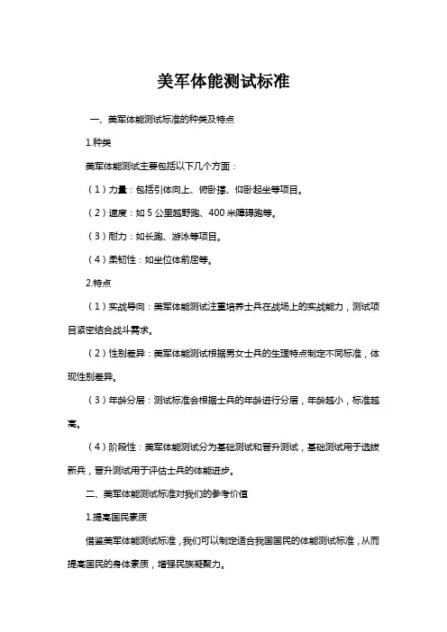 美军体能测试标准