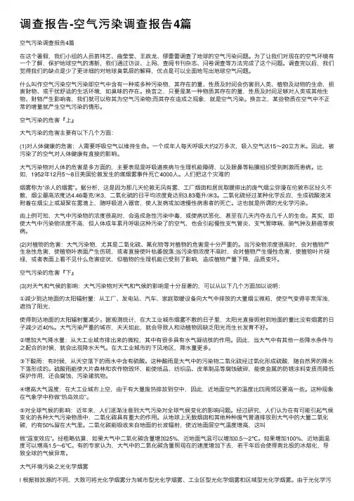 调查报告-空气污染调查报告4篇