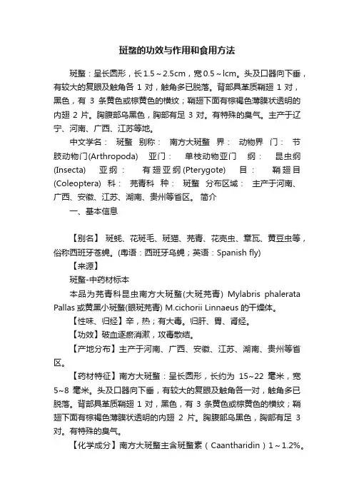 斑蝥的功效与作用和食用方法
