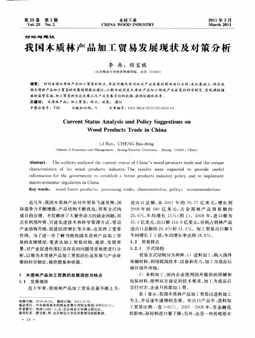 我国木质林产品加工贸易发展现状及对策分析