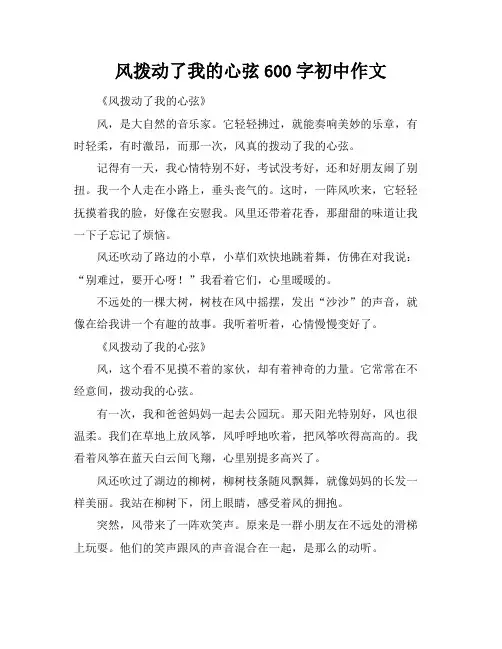 风拨动了我的心弦600字初中作文